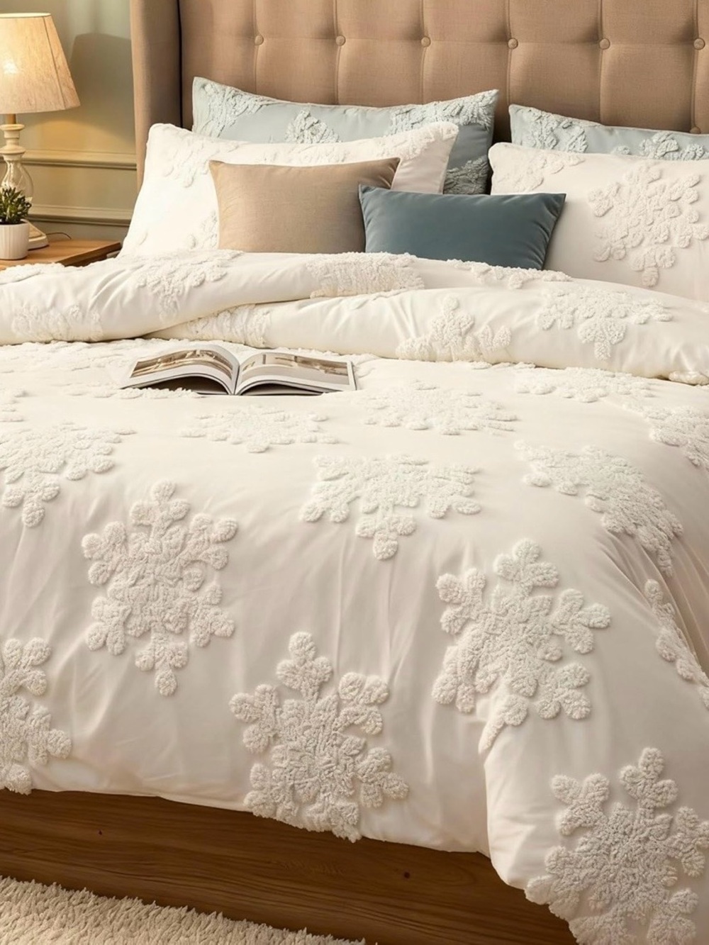 Frienda 3 Pcs Winter Snowflake Full Comforter Cover Set Includes 1 Duvet Cover